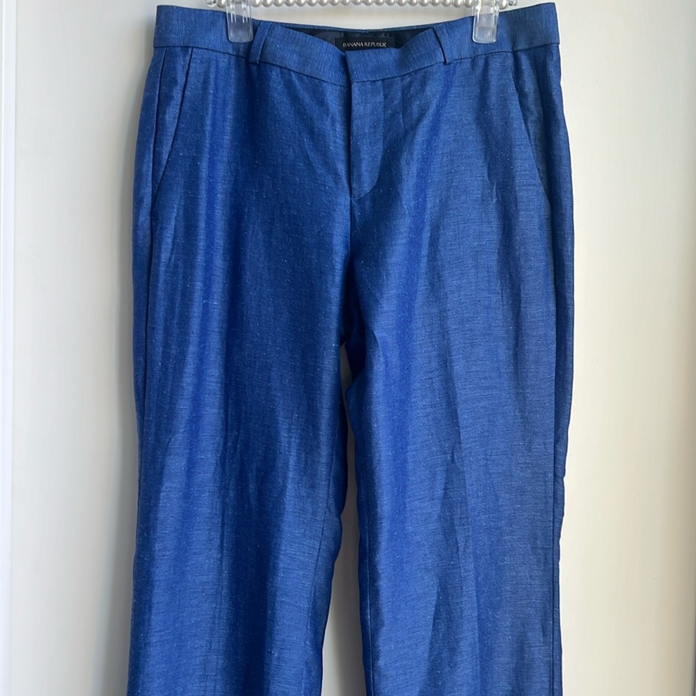 Banana Republic Logan-Fit Linen-Blend Pants Royal Blue - Picture 4 of 14